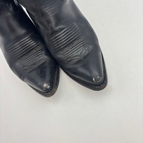 J. Chisholm Smooth Black Leather Western Boots Women's 7M Y2K Boho Vintage - Picture 14 of 16